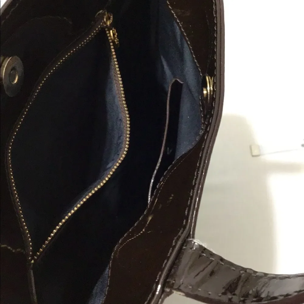 Tory Burch Brown Patent Leather Oversized Tote Bag